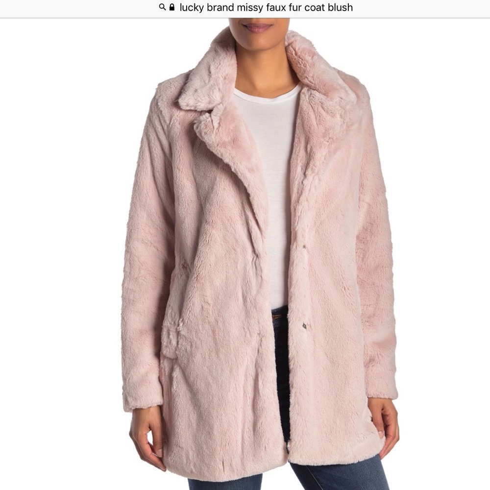 NWT Lucky Brand Faux Fur Blush Coat- Super Soft